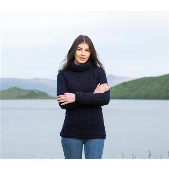 Sweater for Women - Made of 100% Merino Wool - Cable Knit Ladies Pullover